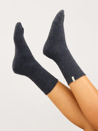 Label Knitted Socks - True Navy