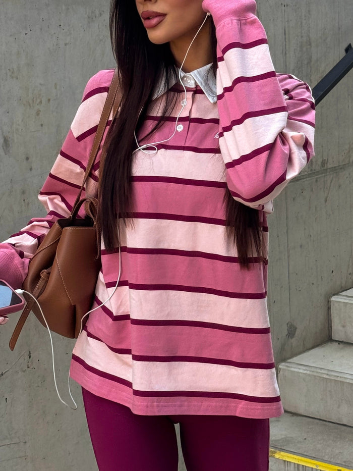 Skye Stripe Rugby Shirt - Heetroze mix