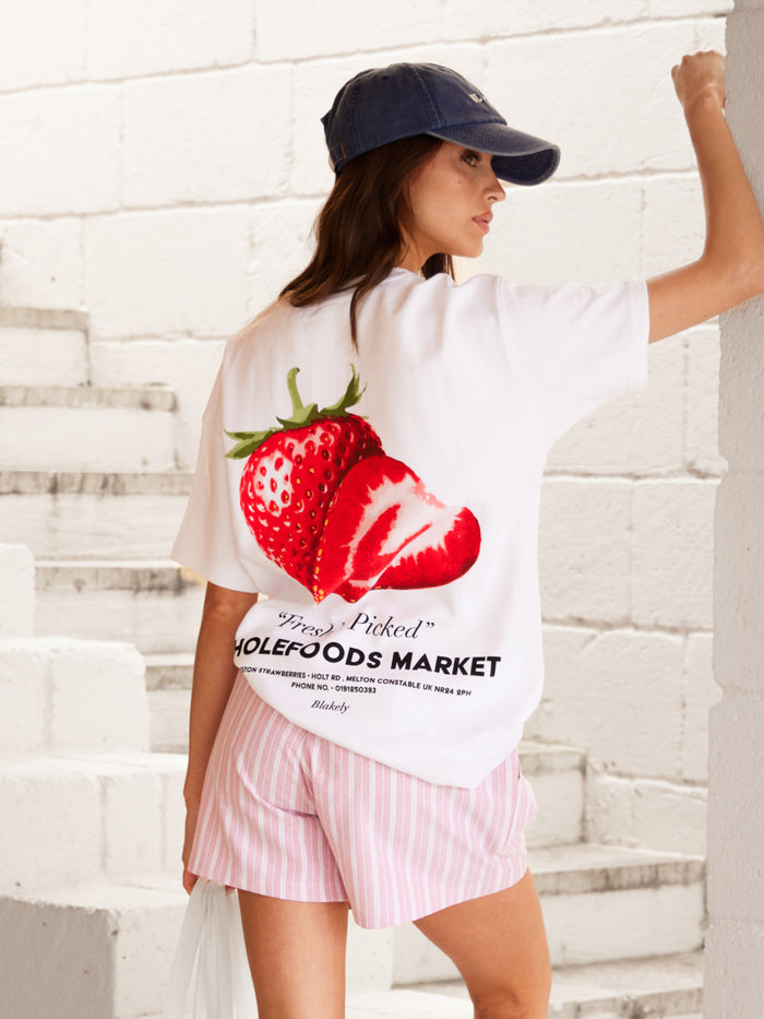Sienna Strawberry Oversized T-Shirt - White