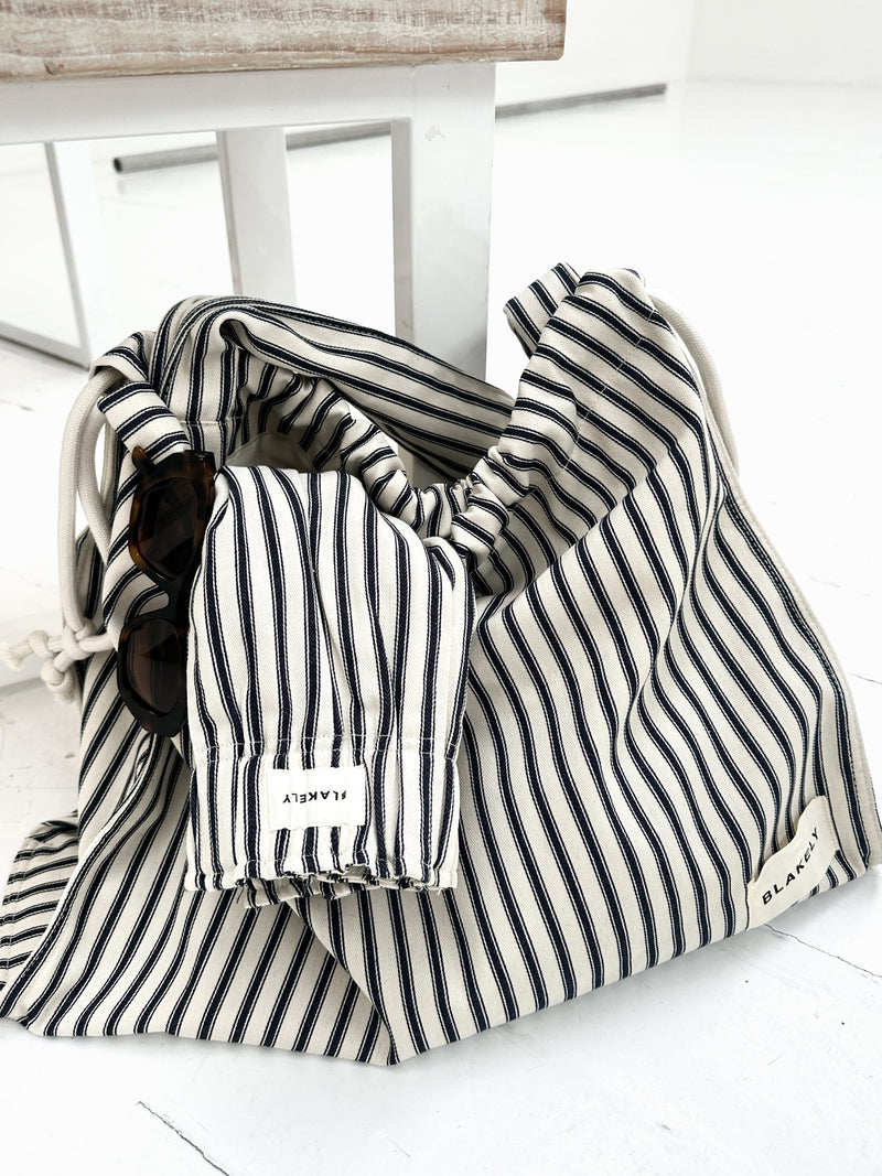 Lou Stripe Tote Bag - Dunkles Marineblau