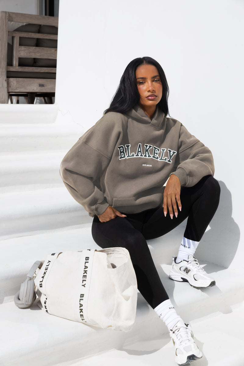 Varsity Oversized Hoodie - Safari Green