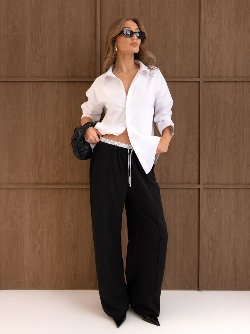 Alana Double Waist Trousers - Schwarz