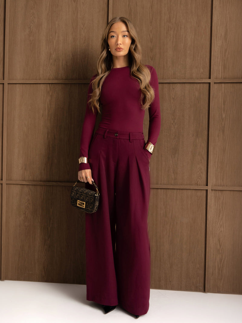 Lucia Long Sleeve Top - Burgund