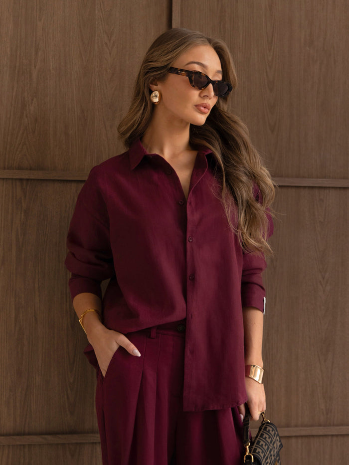 Sabrina Oversized Shirt - Burgundy
