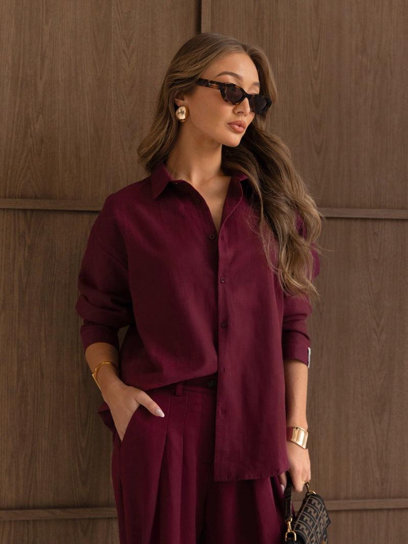 Sabrina Oversized Shirt - Burgund