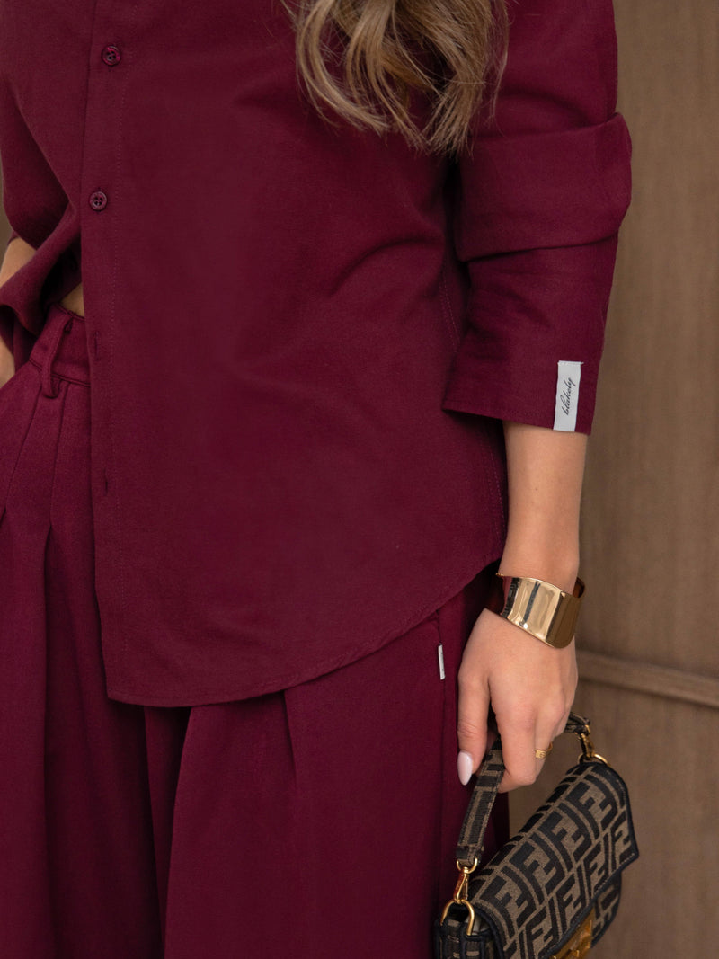 Sabrina Oversized Shirt - Burgund