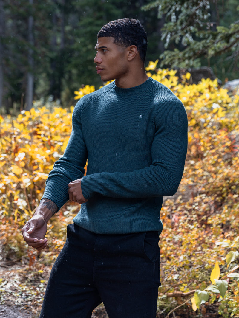 Olton Anchor Knit Jumper - Teal Green