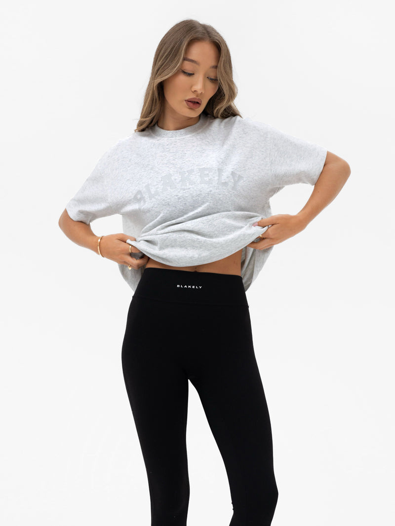 Tonal Varsity Oversized T-Shirt - Marl White