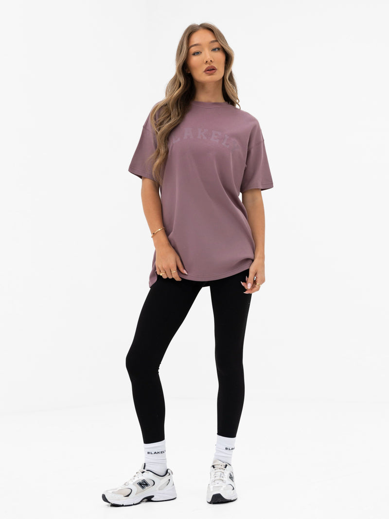 Tonal Varsity Oversized T-Shirt - Soft Mauve