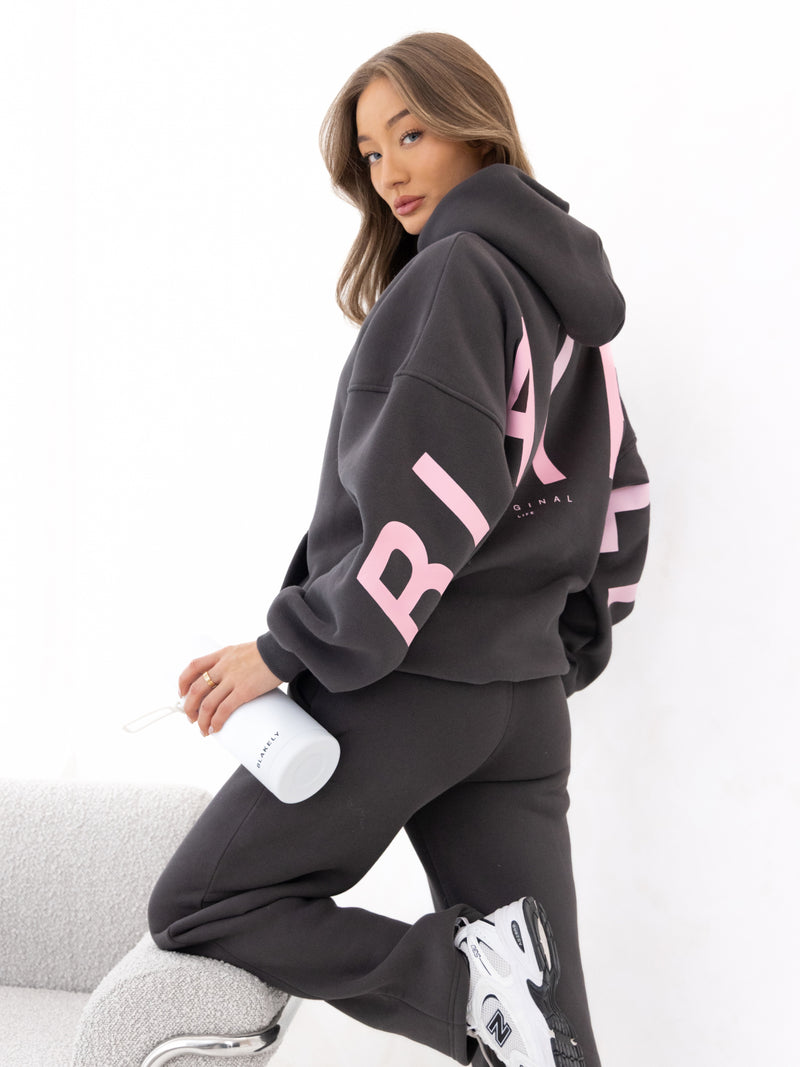 Isabel Oversized Hoodie - Charcoal & Rose Pink