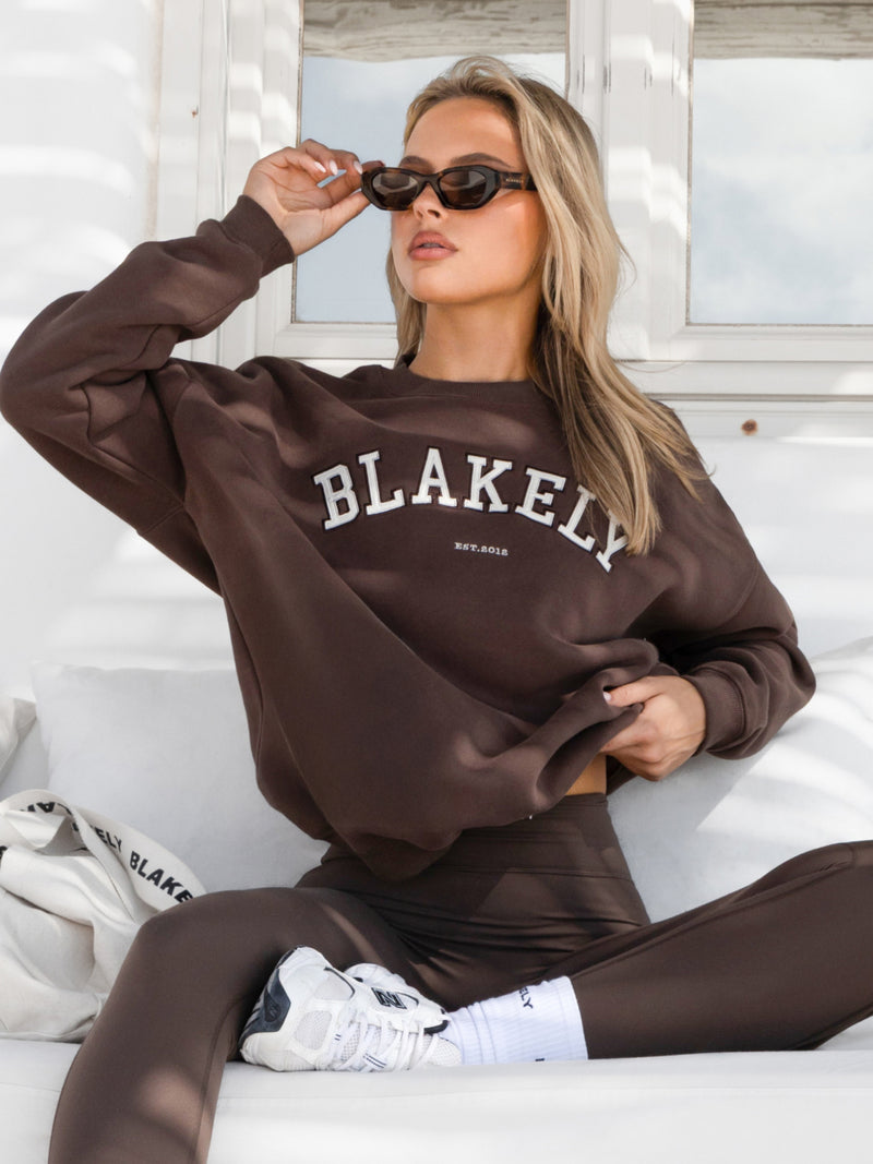 Varsity Oversized Jumper - Dark Chocolate