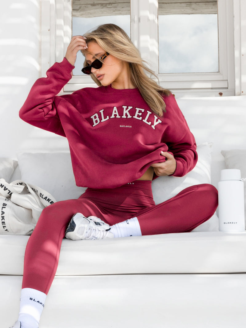 Varsity Oversized Jumper - Deep Pink