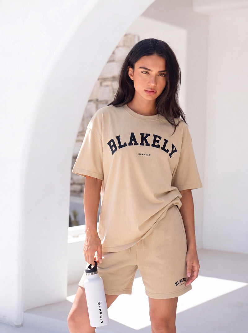 Varsity Oversized T-Shirt - Tan