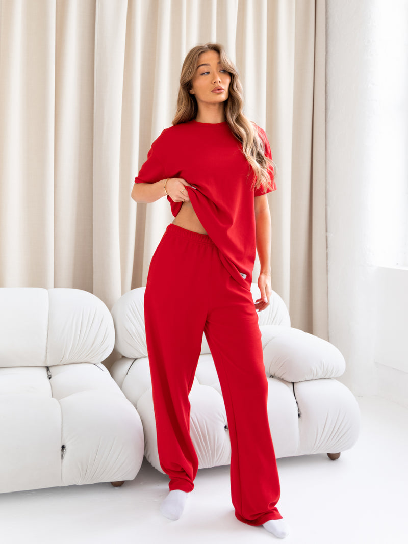 Soft Waffle Oversized T-Shirt - Rood