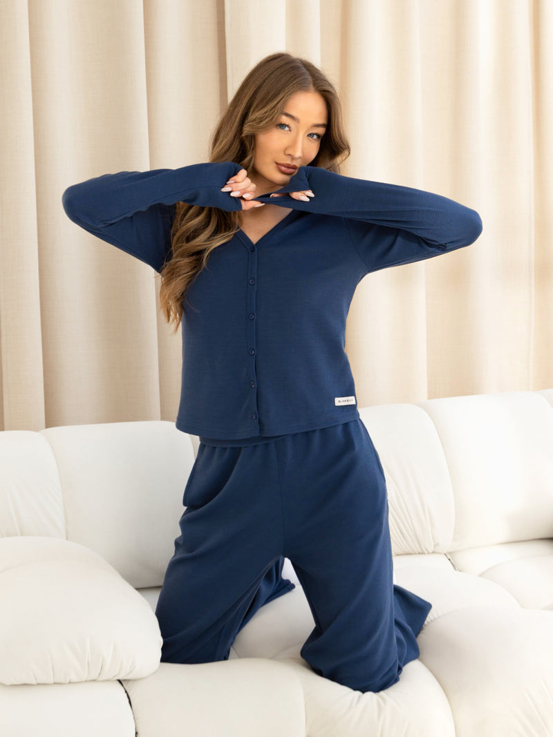 Soft Waffle Trousers - Blau