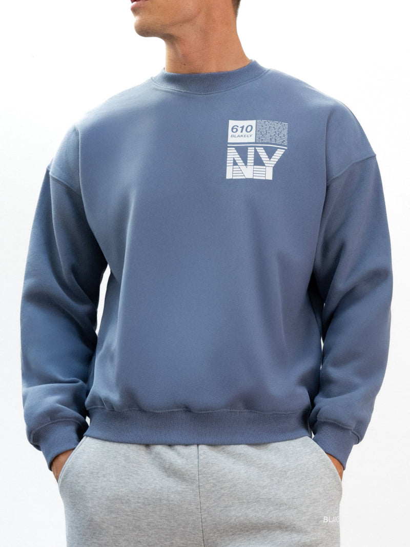 Brooklyn 610 Relaxed Jumper - Mid Blue