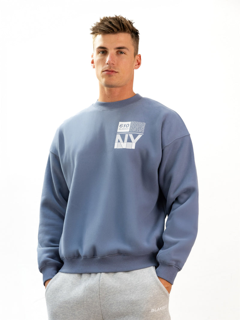 Brooklyn 610 Relaxed Jumper - Mid Blue