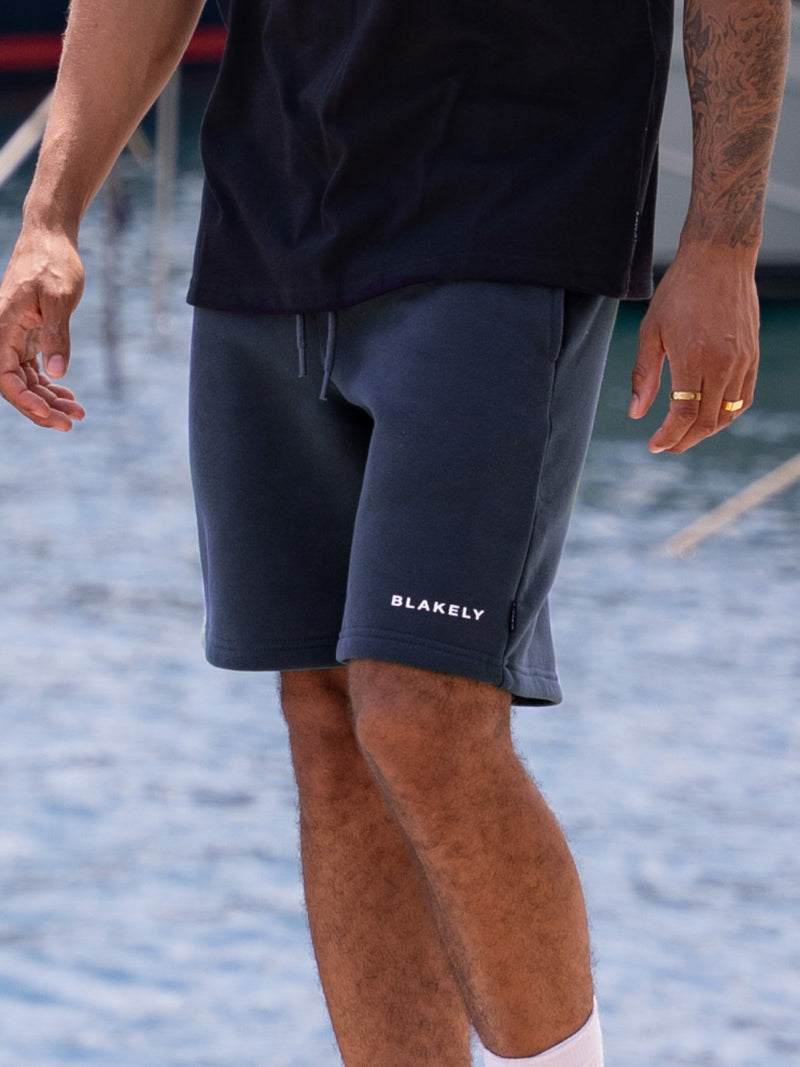 Riviera Initial Jogger Shorts - Mid Blue