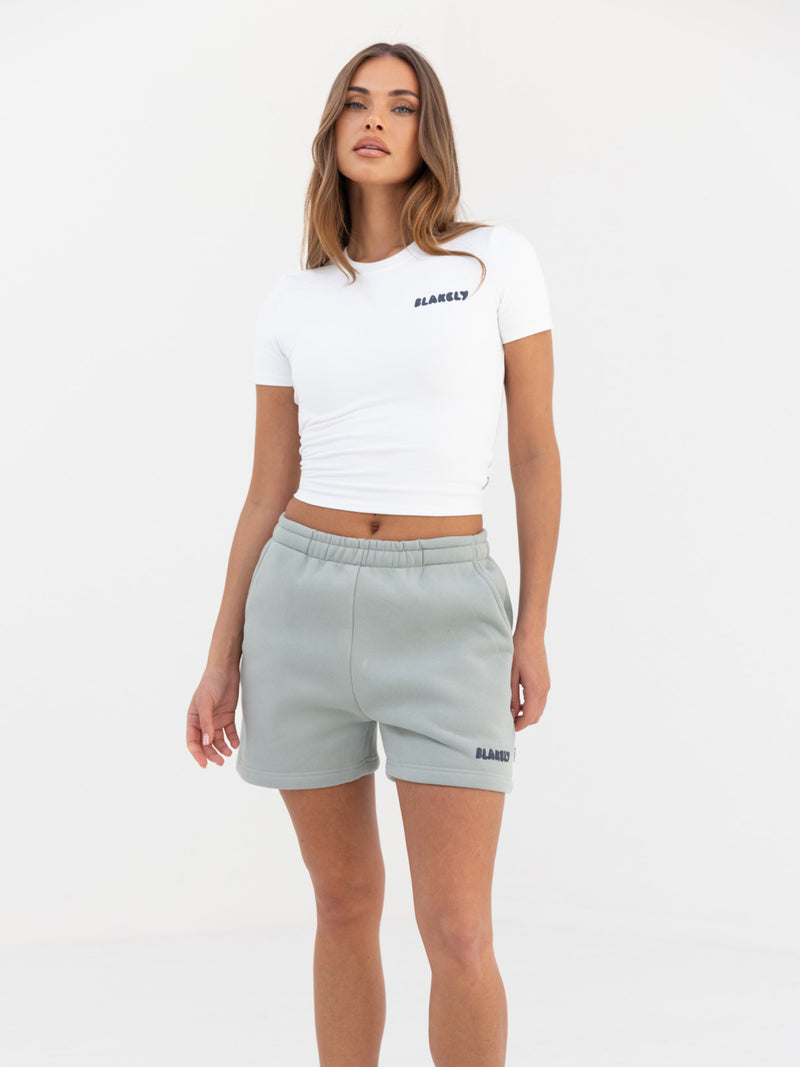 Cloud Crop Top & Jogger Shorts Set - True Navy & Mineral Blue