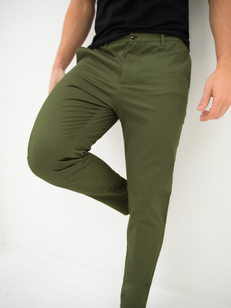 Sloane Stretch Fit Chinos - Khaki Green