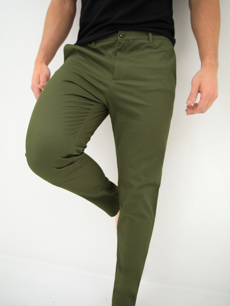 Sloane Stretch Fit Chinos - Khaki Green