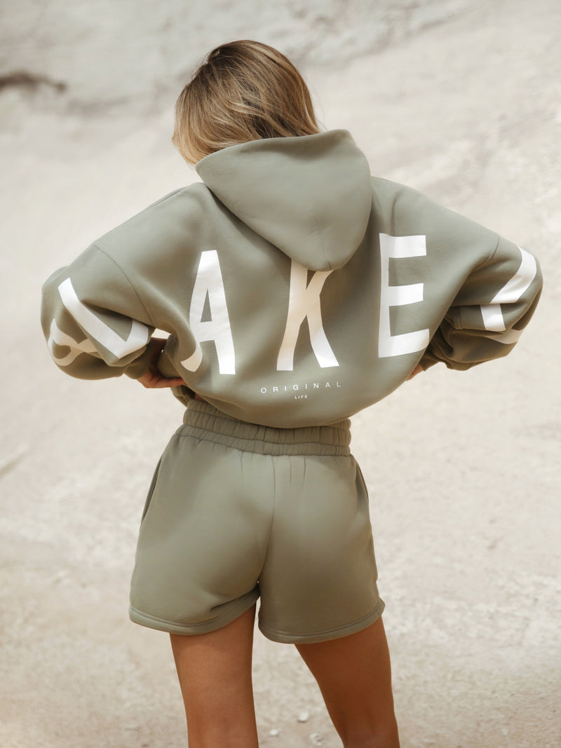 Isabel Hoodie & Jogger Shorts Set - Olive