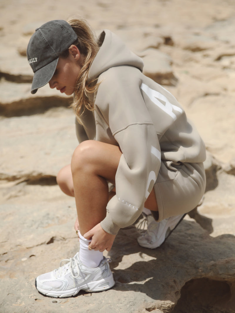 Isabel Hoodie & Jogger Shorts Set - Beige