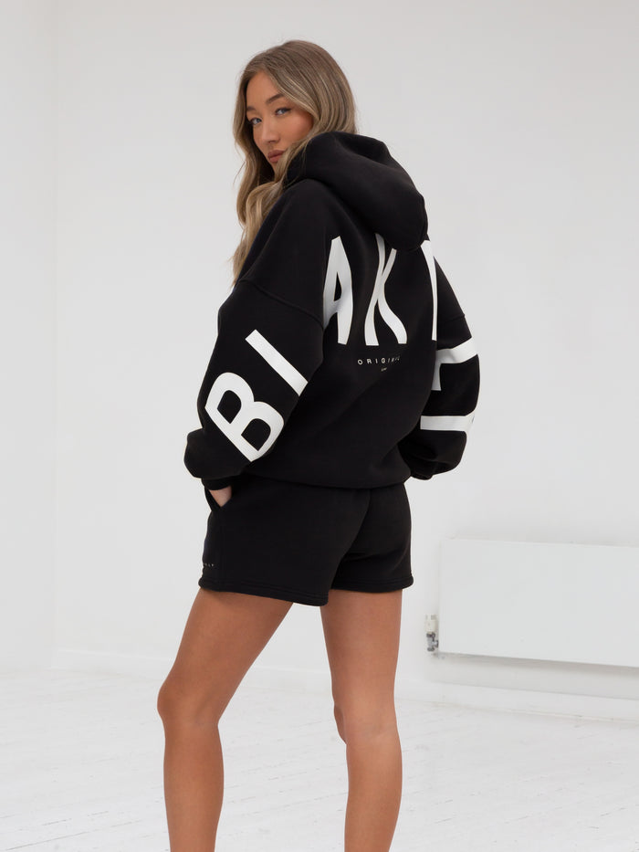 Isabel Hoodie & Jogger Shorts Set - Black