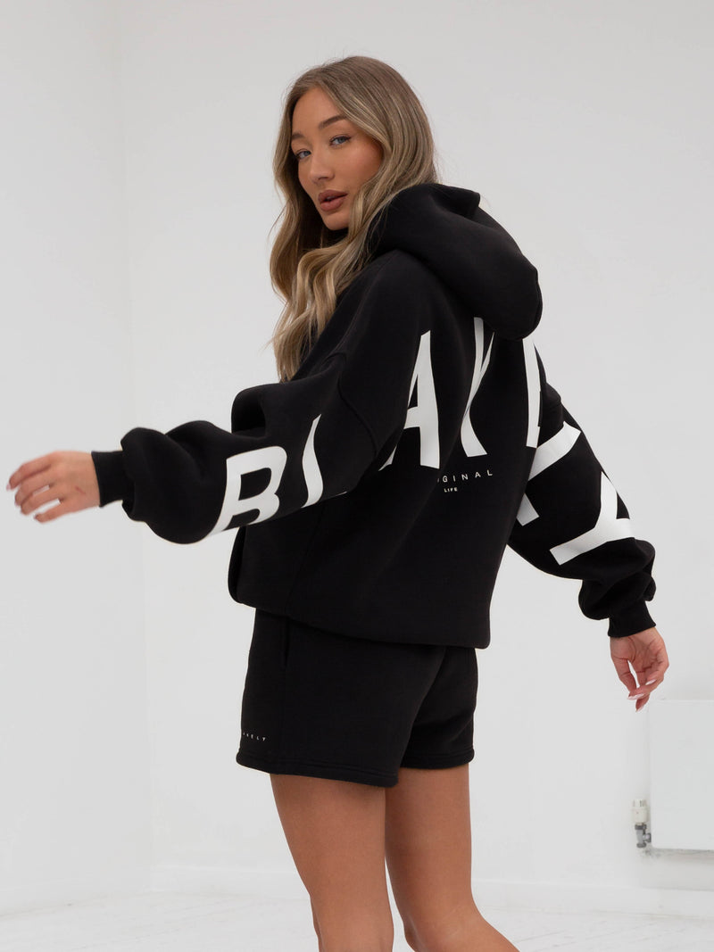 Isabel Hoodie & Jogger Shorts Set - Black