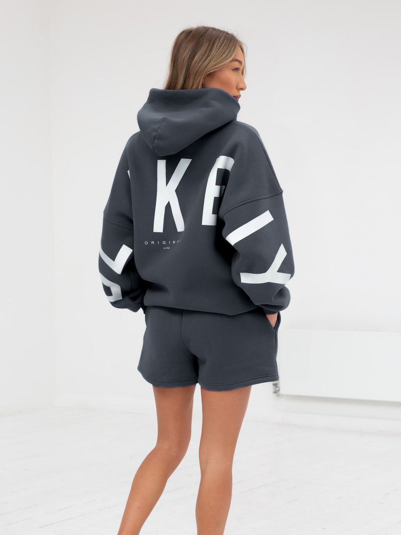 Isabel Hoodie & Jogger Shorts Set - Charcoal