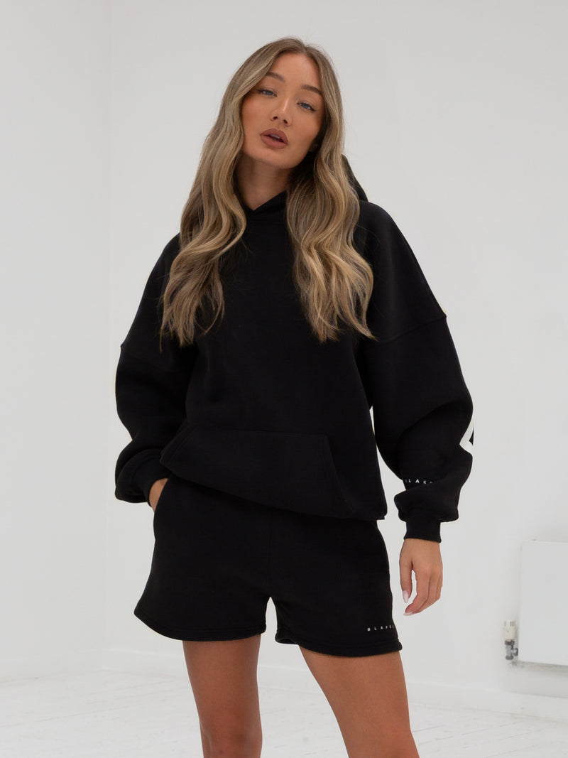 Isabel Hoodie & Jogger Shorts Set - Black