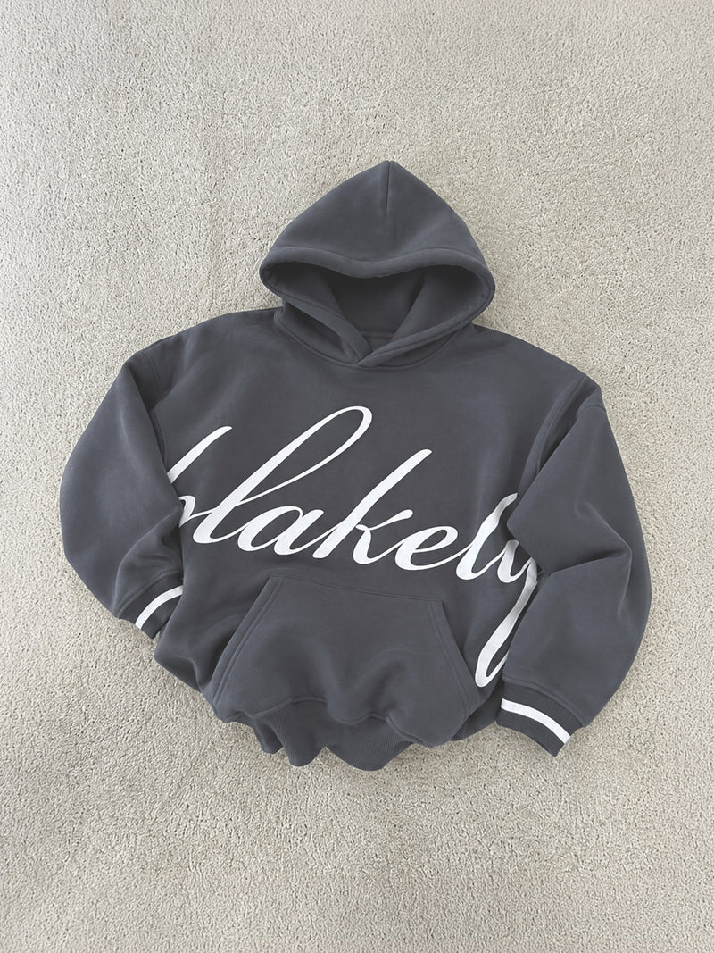 Margot Script Oversized Hoodie - Holzkohle