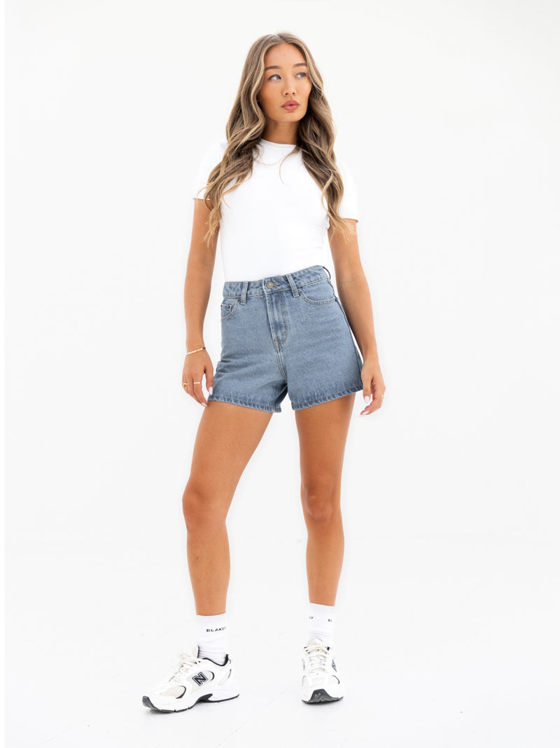 Blakely High Rise Denim Shorts - Faded Blue