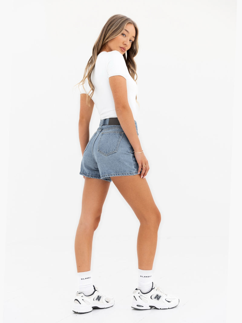 Blakely High Rise Denim Shorts - Faded Blue