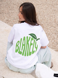 Lime Bubble Print Oversized T-Shirt - Weiß