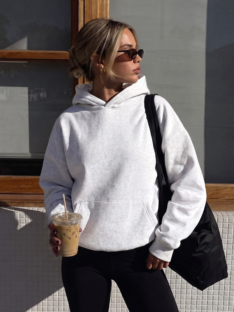 Isabel Oversized Hoodie - Marl White & Hot Red