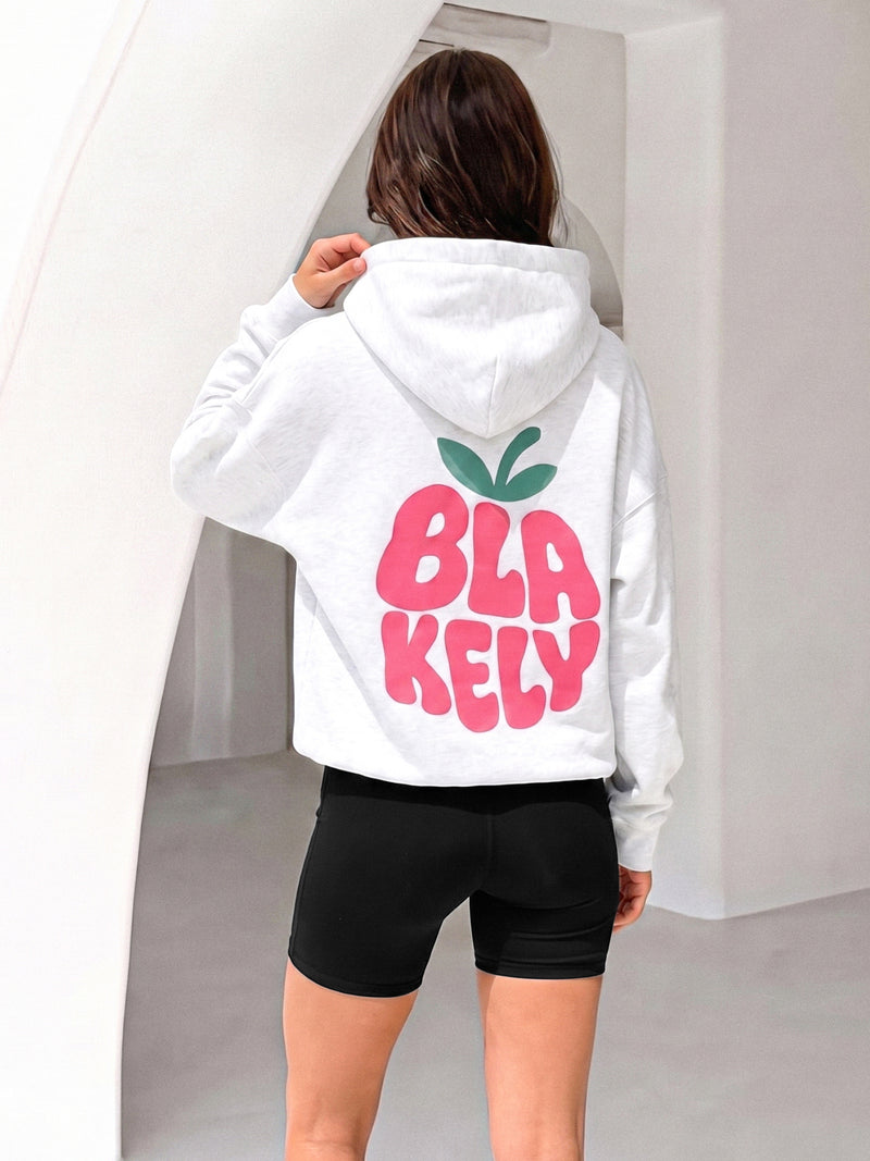 Raspberry Bubble Print Oversized Hoodie - Mergelweiß