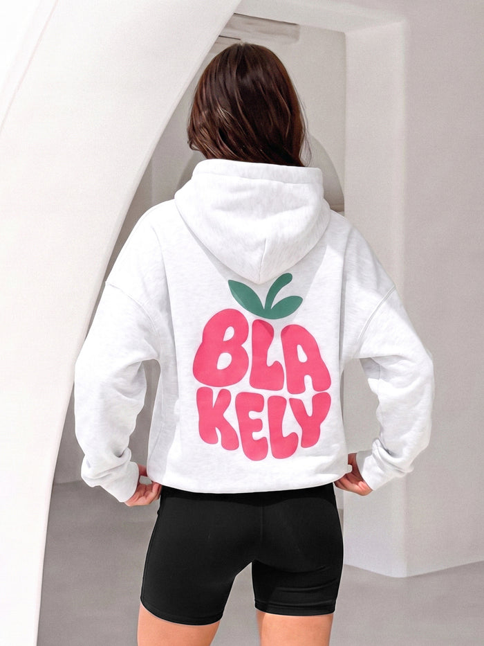 Raspberry Bubble Print Oversized Hoodie - Marl White