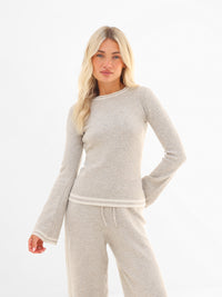 Naya Striped Knitted Top - Geröstetes Taupe