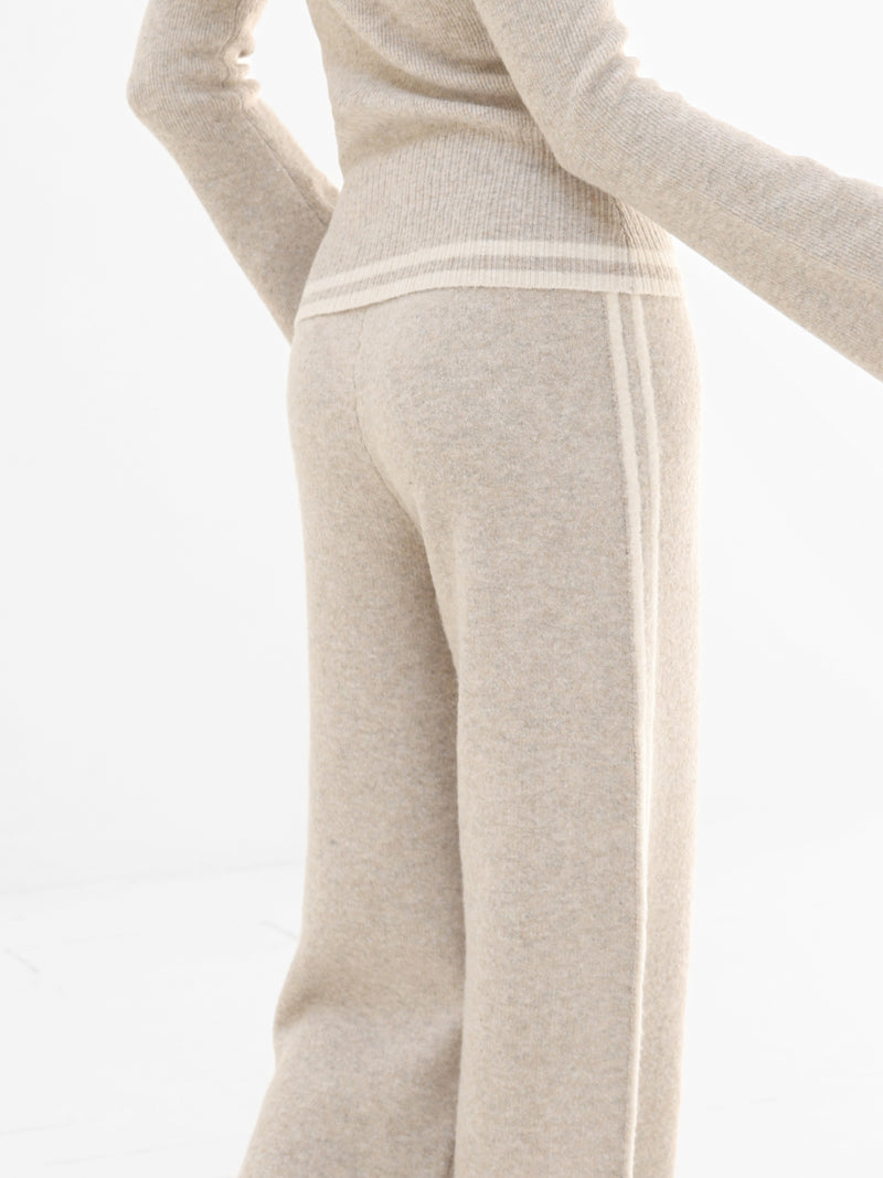 Naya Striped Knitted Trousers - Geröstetes Taupe