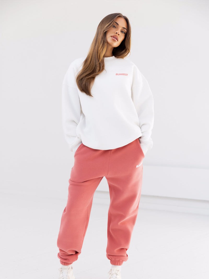 Cloud Jumper & Sweatpants Set - Flat White & Sunrise Coral