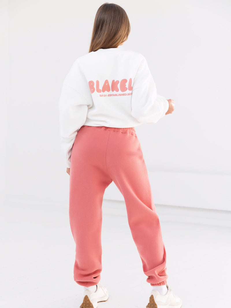 Cloud Jumper & Sweatpants Set - Flat White & Sunrise Coral