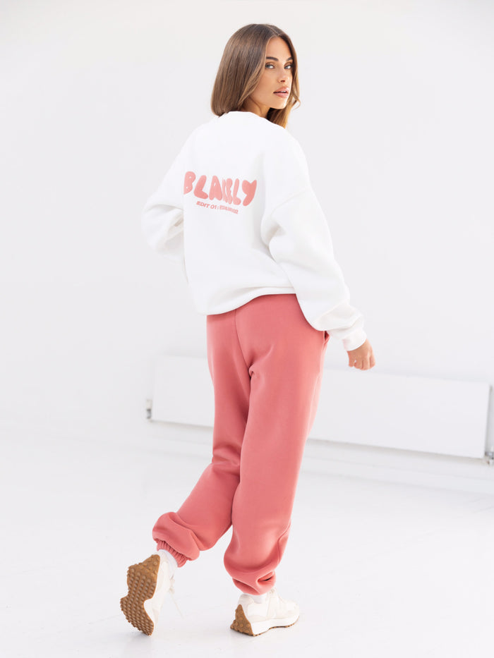 Cloud Jumper & Sweatpants Set - Flat White & Sunrise Coral