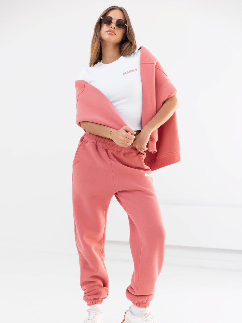 Cloud Crop Top & Sweatpants Set - Flat White & Sunrise Coral