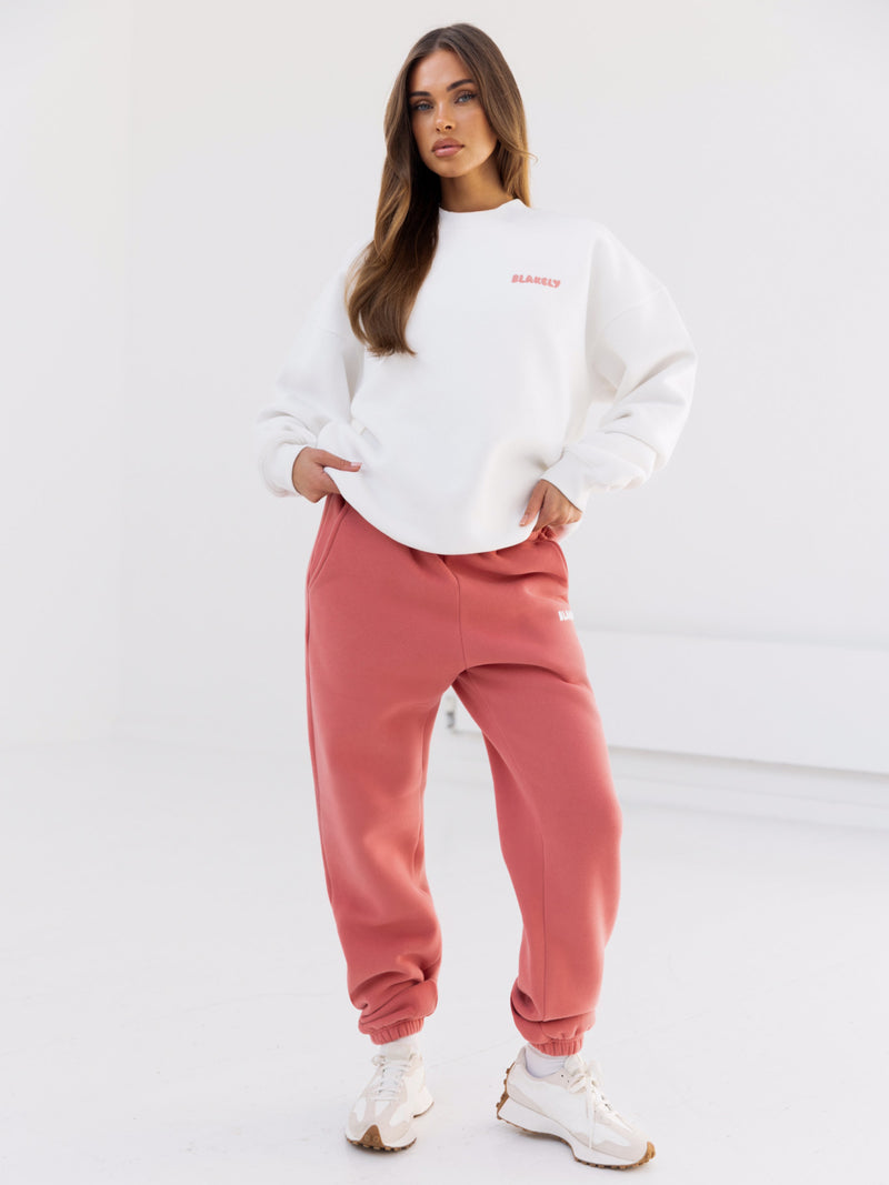 Cloud Jumper & Sweatpants Set - Flat White & Sunrise Coral