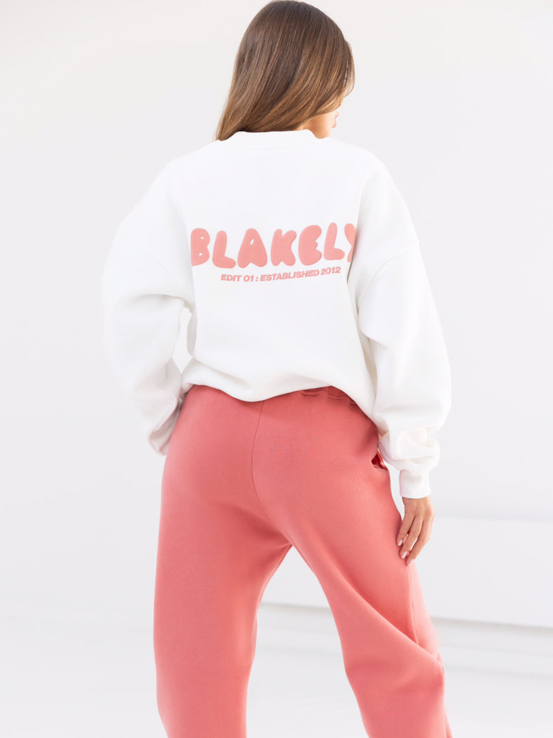 Cloud Jumper & Sweatpants Set - Flat White & Sunrise Coral