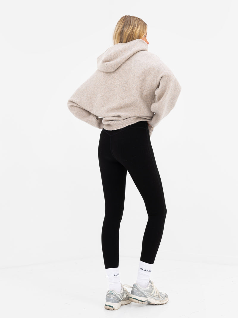 Oversized Knitted Hoodie - Geröstetes Taupe