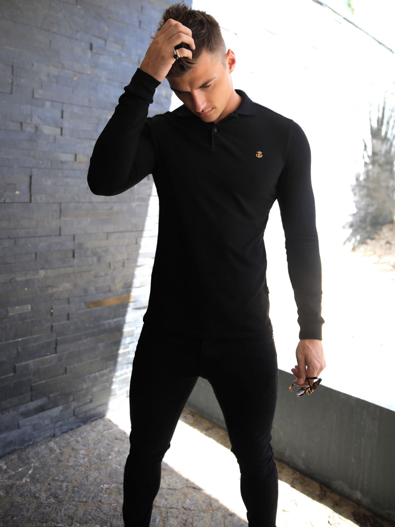 Harrow Long-Sleeve Polo - Black