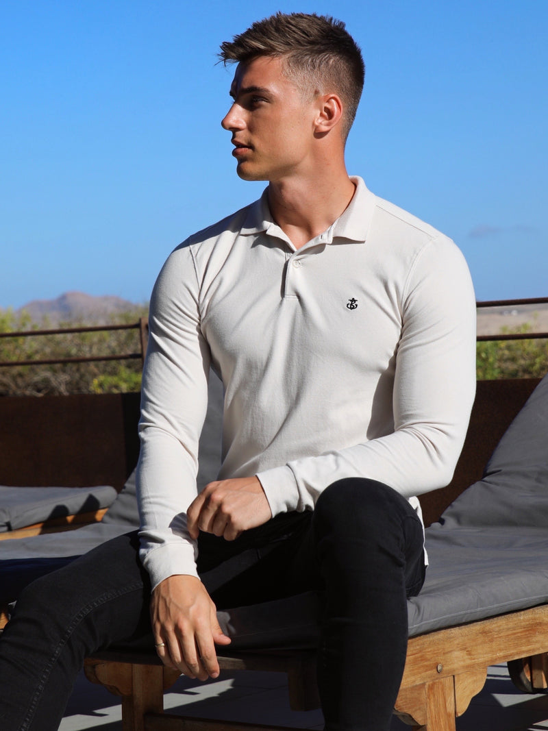 Harrow Long-Sleeve Polo - Stone