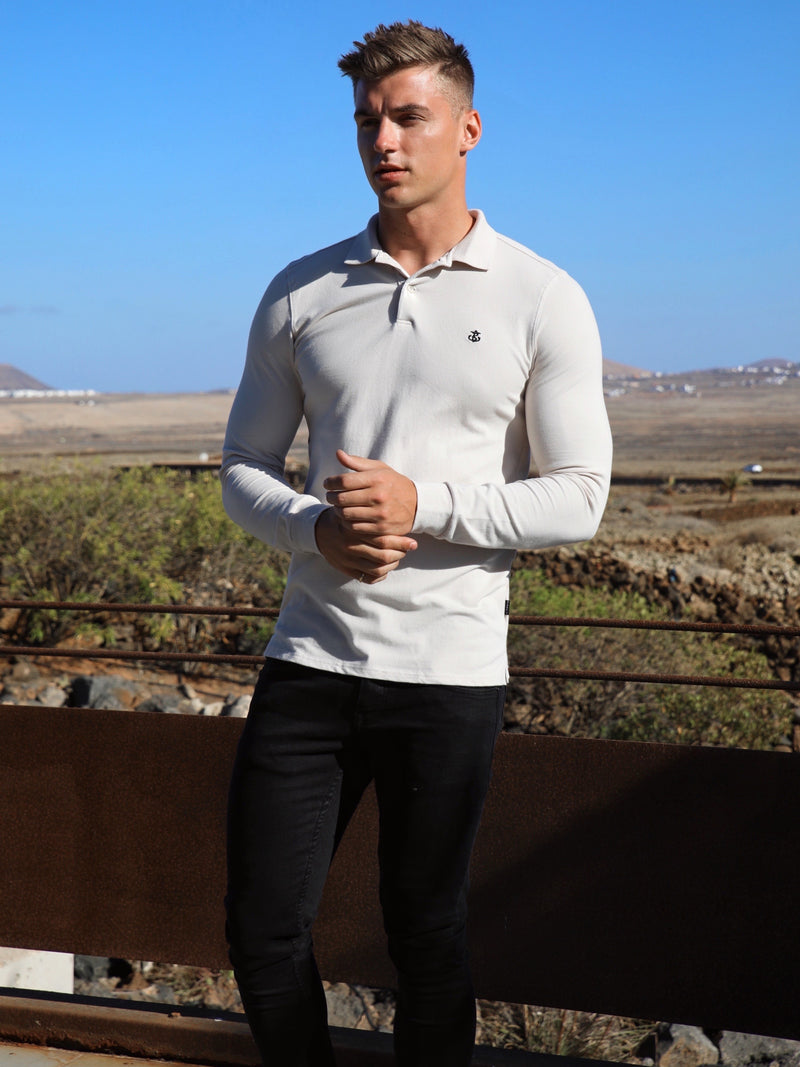 Harrow Long-Sleeve Polo - Stone